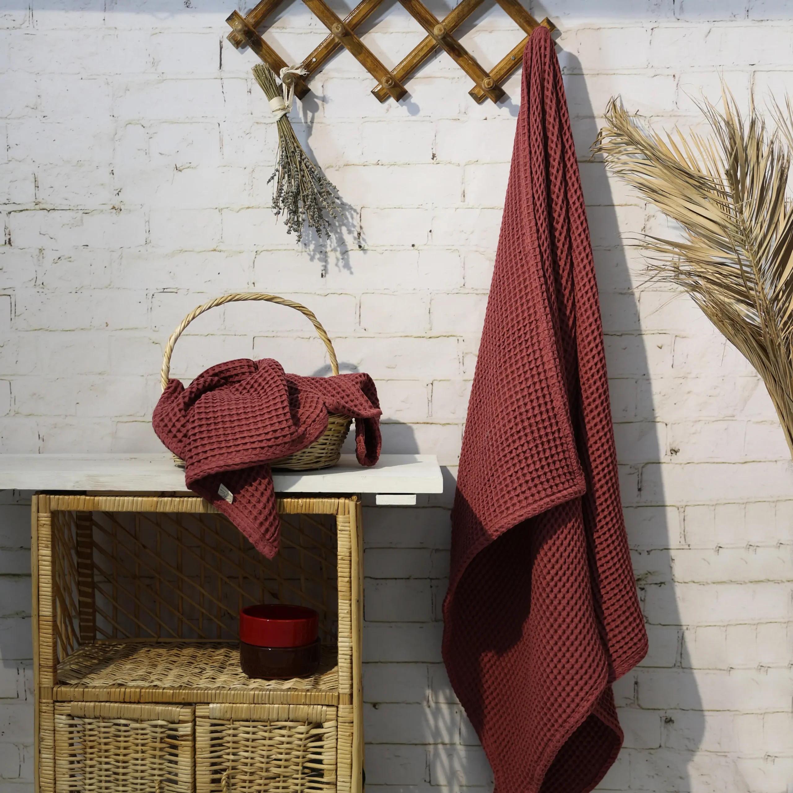 Organic Cotton Waffle Turkish Towel Set: Bath &