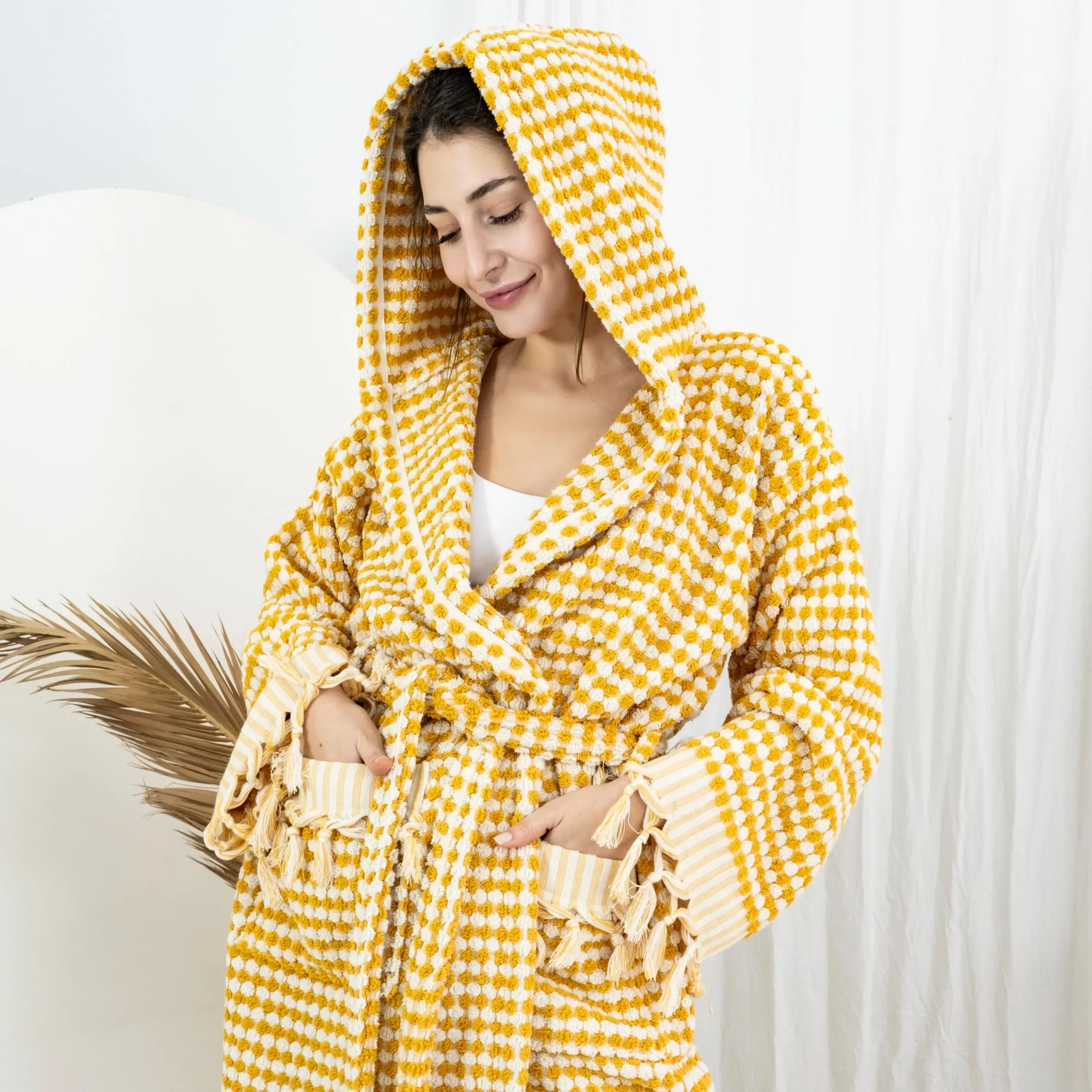 Turkish Cotton Fluffy Bathrobe Cozy Robe Morning Bathrobe